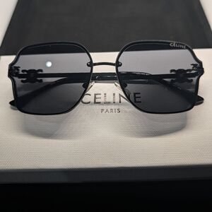 🖤Sold🖤Celine Black Metal Sunglasses With Iconic Triomphe